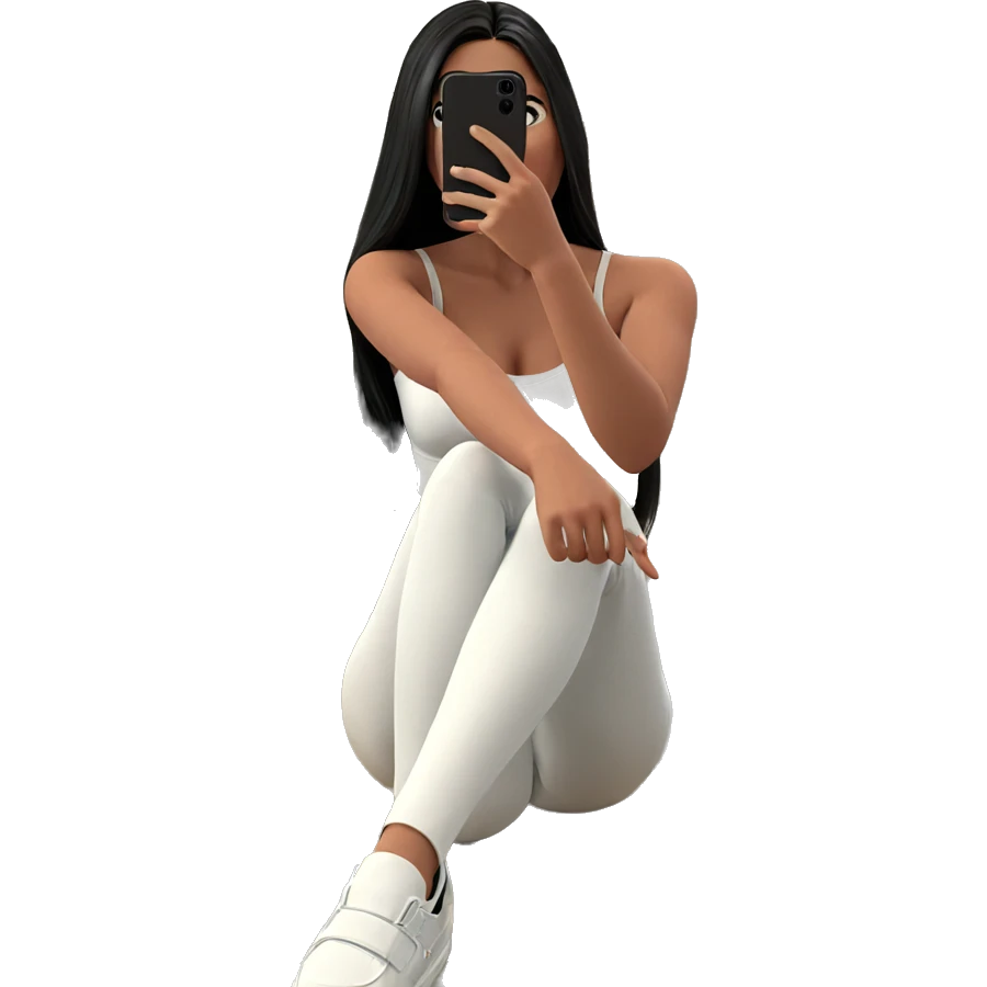 girl taking mirror selfie indoors emoji