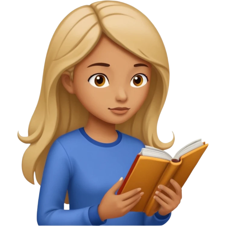Girl Reading Comprehension, side view. emoji