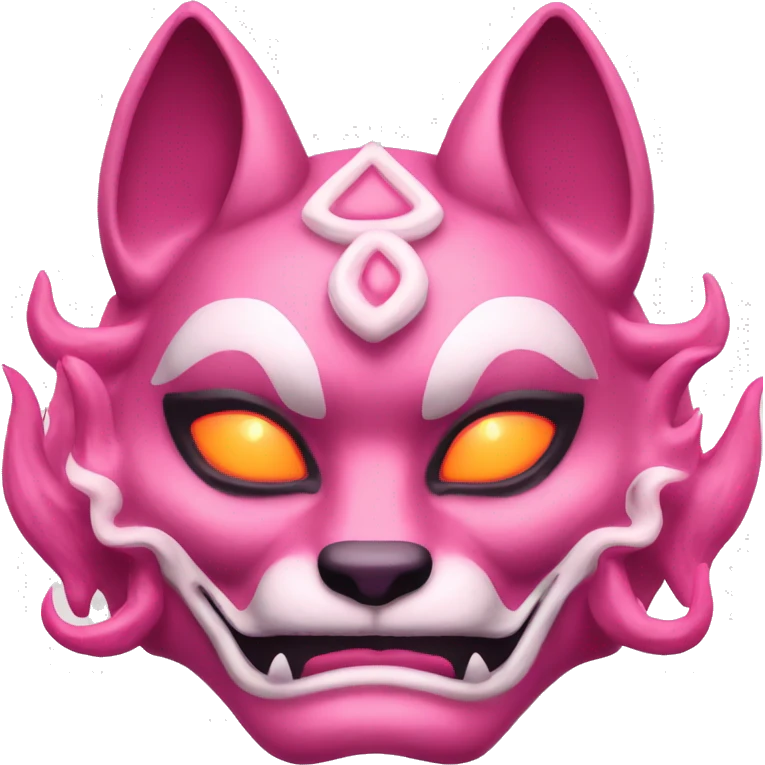 Pink feminine oni kitsune japanese mask fire emoji