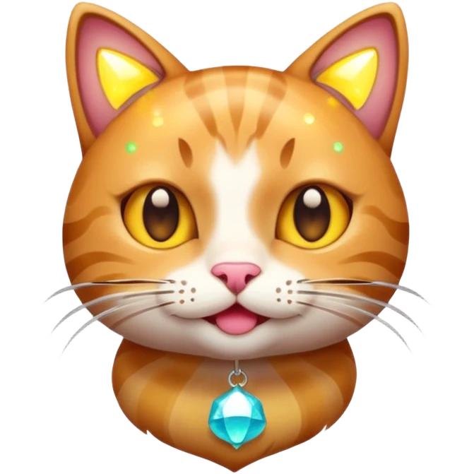 cat with glowing healthy skin surrounded by sparkles playful emoji style emoji