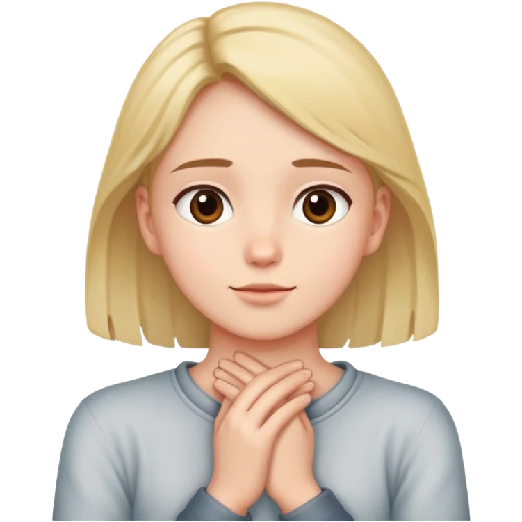 Person with hands crossed around neck and young out and looking up  emoji