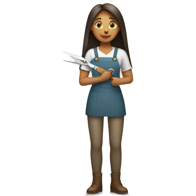 artisan woman with straight hair with scissors in her hand emoji