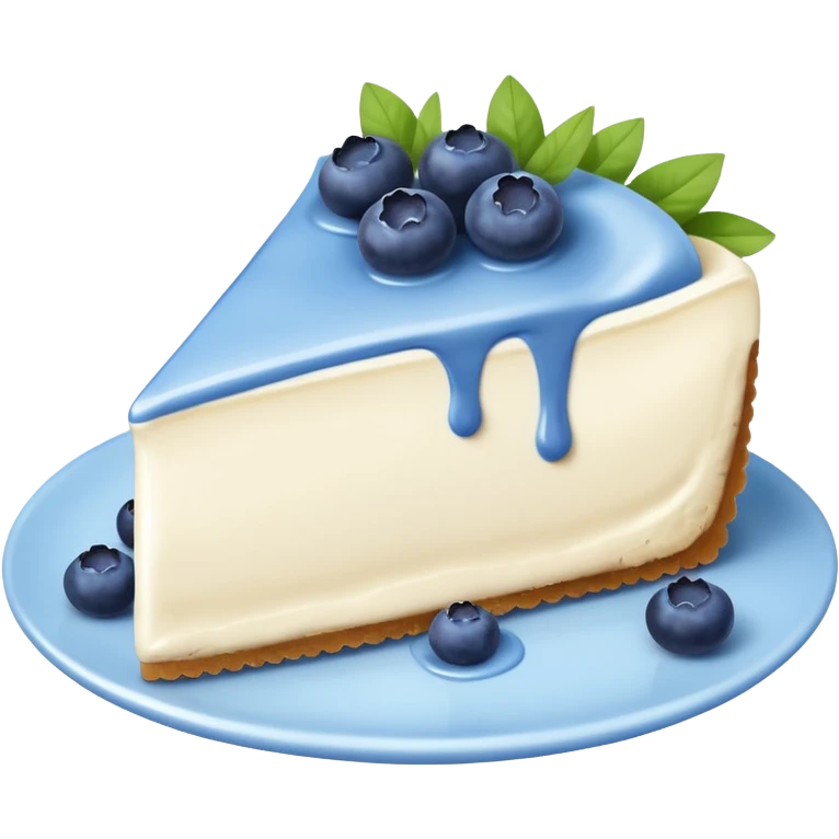 one slice of cheesecake with blue cream on top and blueberries emoji
