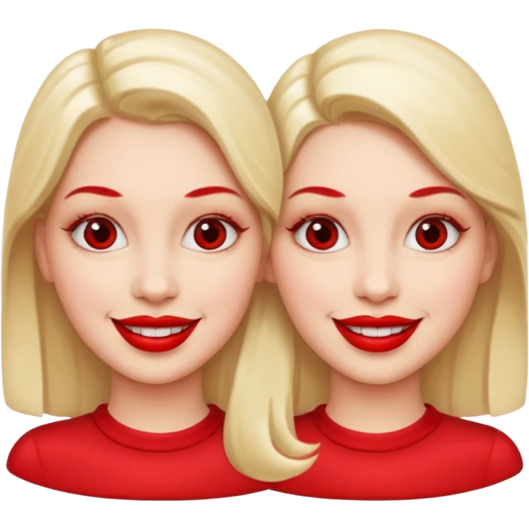 identical twins with red lipgloss emoji