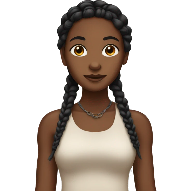 Brown skin Black girl with black braids  emoji