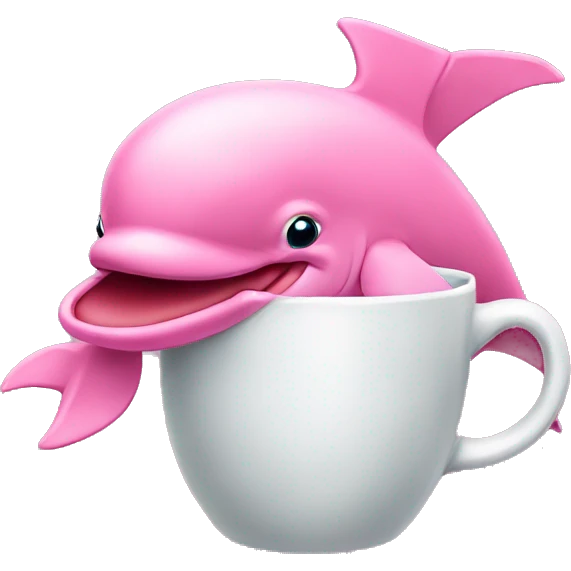 pink dolphin with coffee emoji