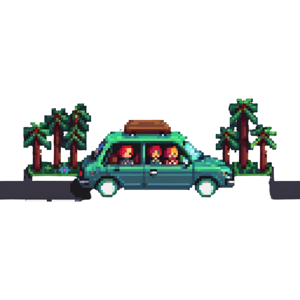 family road trip in a car emoji