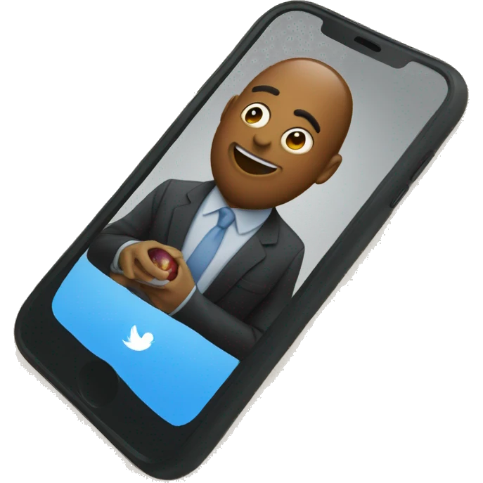 Tim Apple using twitter on his phone emoji
