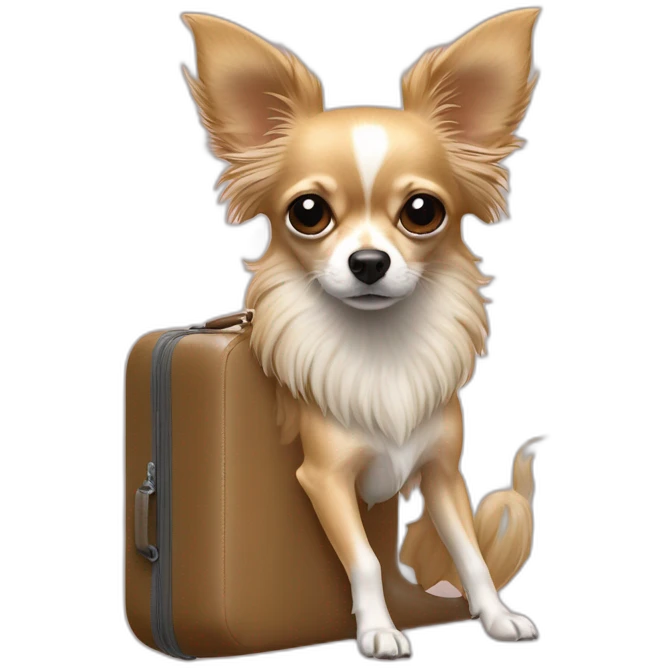 Long hair sand chihuahua sur le porte bagage d’un velo emoji