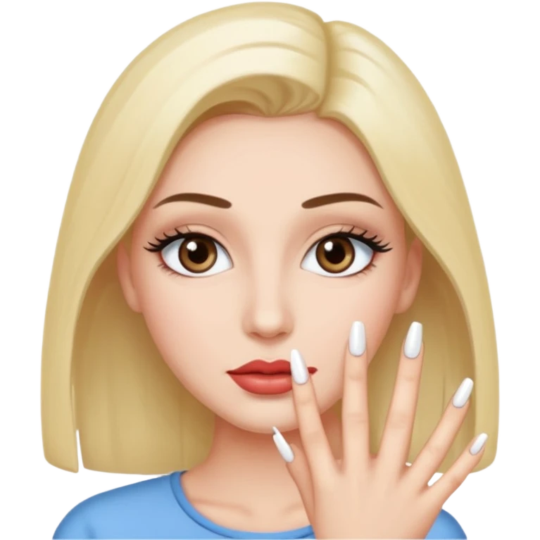 Emoji white lips and nails and eyelashes  emoji
