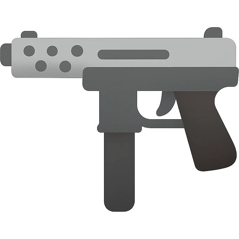 Tec-9 pistol, side view, minimalistic, flat color icon emoji