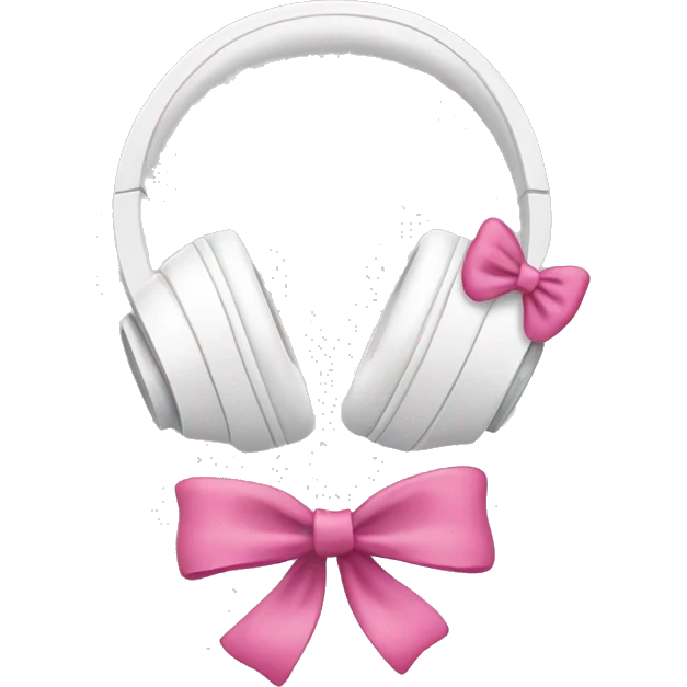white headphones with pink bows on both sides emoji