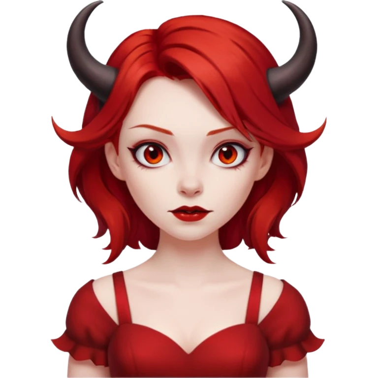 Red hair girl with evil horns and red dress emoji