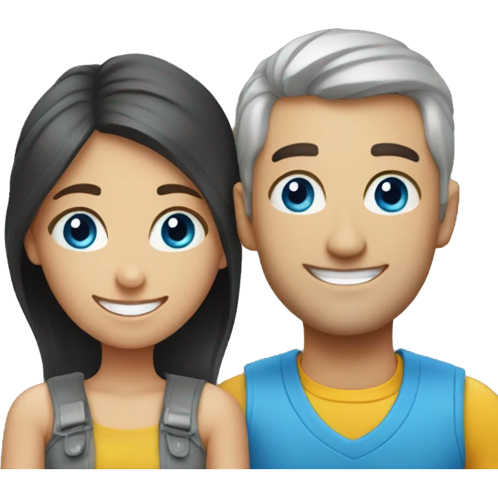 outdoor smiley couple portrait blue eyes emoji