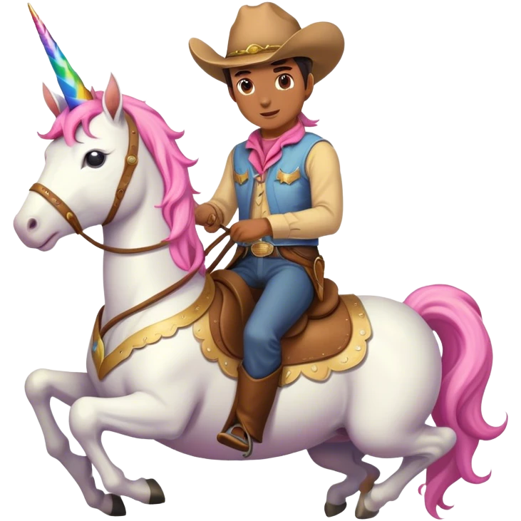Une licorne chevauchée par un coboy  emoji