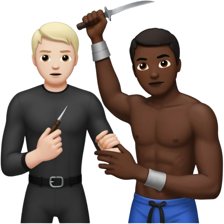 A white guy whipping a black guy emoji