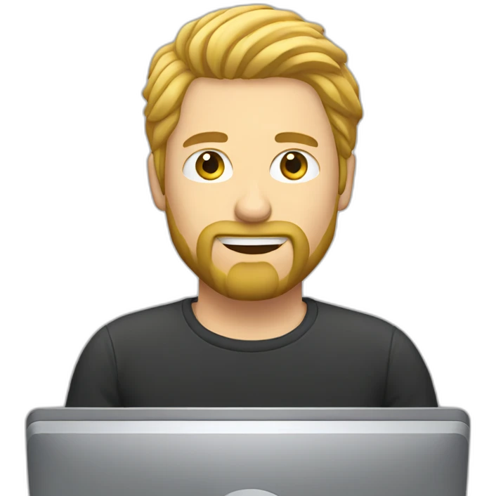 Man with blond beard playing pc emoji