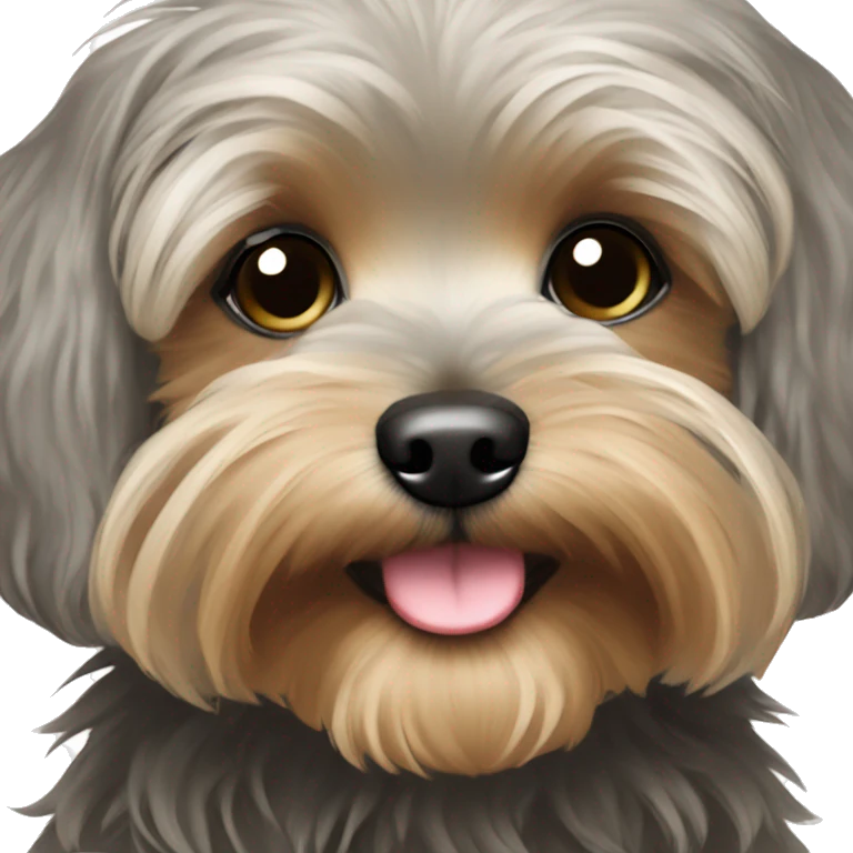 Yorkipoo with silver and light brown emoji