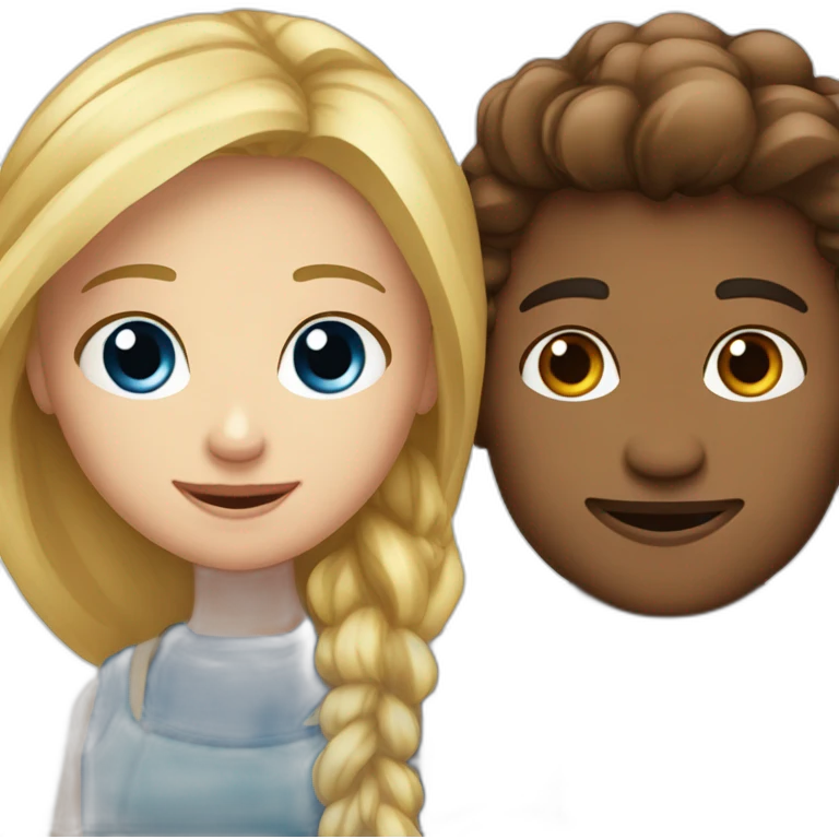 Couple - Garçon blond aux yeux bleus avec fille blonde aux yeux marrons  emoji