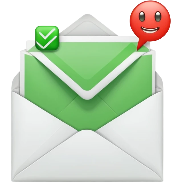 white envelop with a letter and green checked checkbox inside emoji