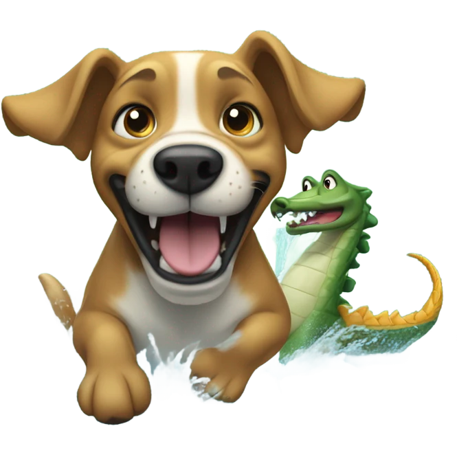 Dog chasing an alligator  emoji