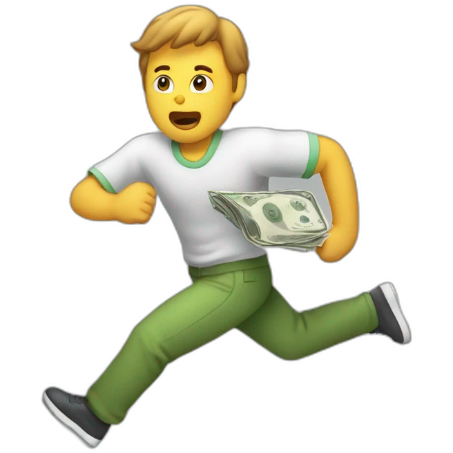A person who gave money to his friend and never got it back, out of money, running after his friend to get the money emoji