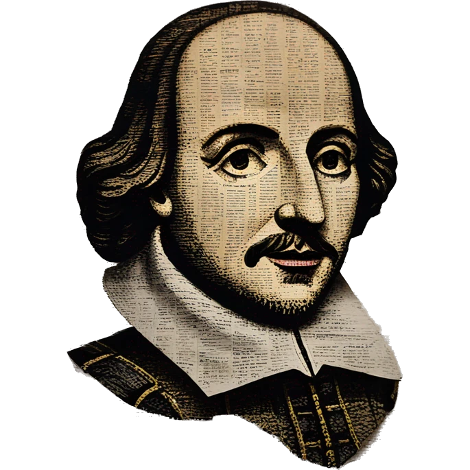 Shakespeare made of newspaper cuttings 420 roses flowers emoji