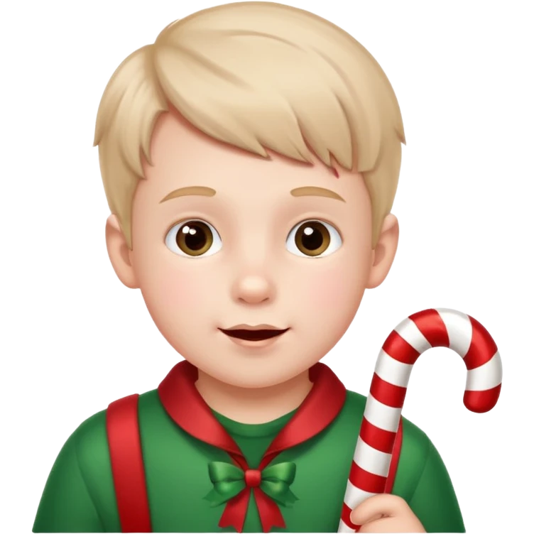 Little boy with candy canes celebrating Christmas emoji