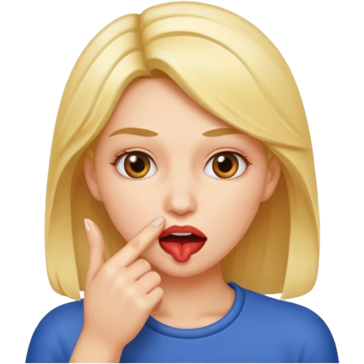 Mujer mordiéndose el dedo emoji