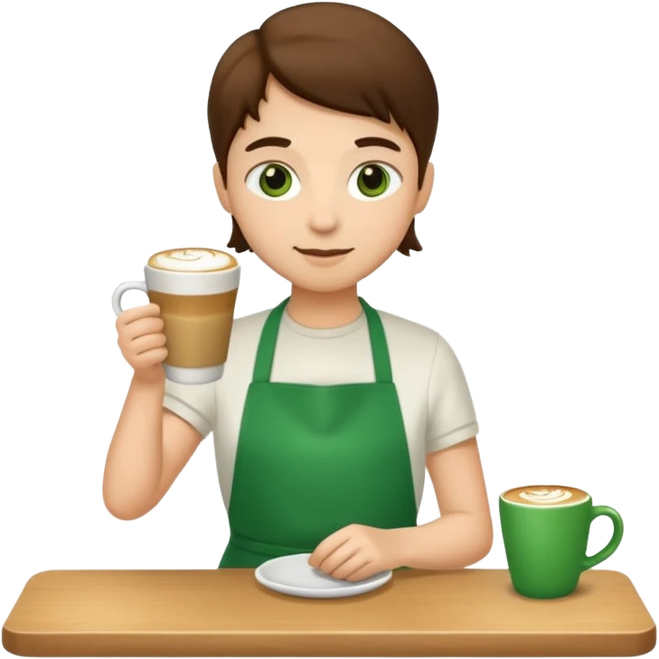 Barista + green apron + latte cup emoji