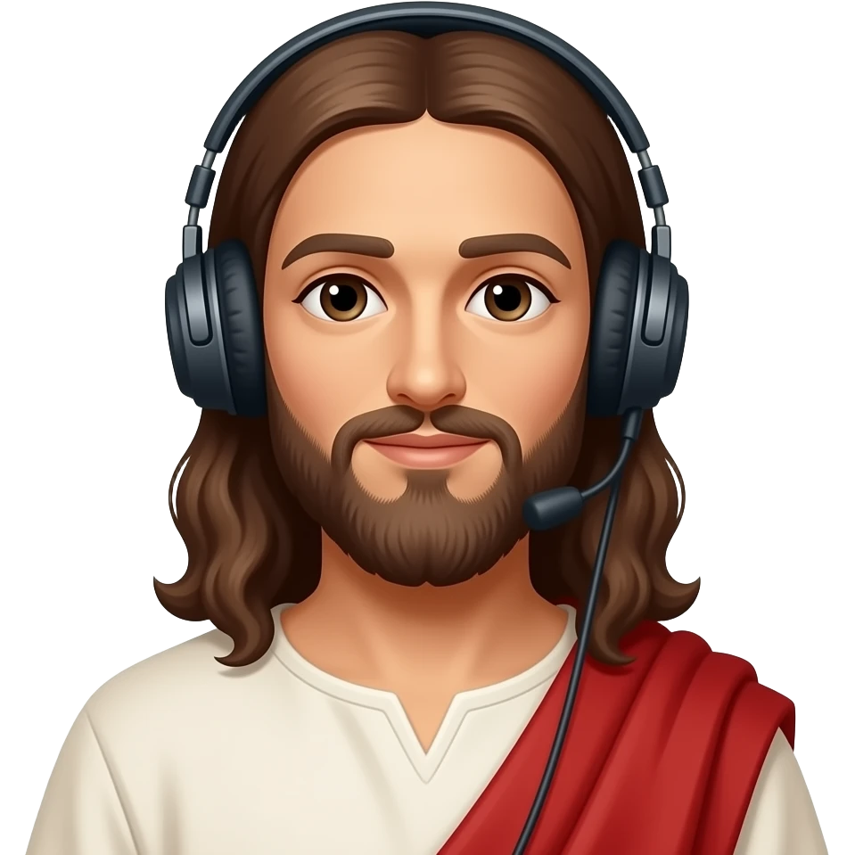 Jesus Christ wearing tunic and headphones emoji