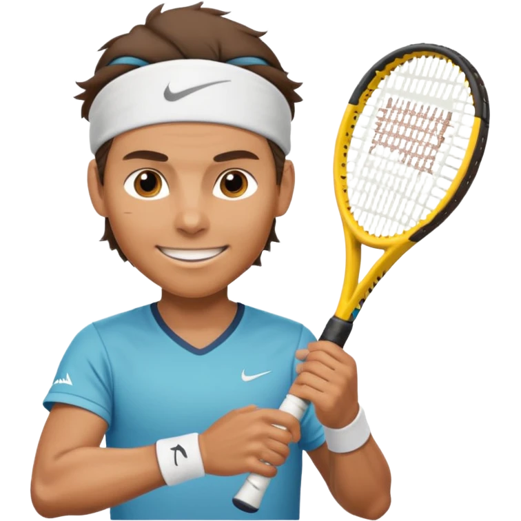 rafael nadal half body with head band,half body, tennis racket emoji