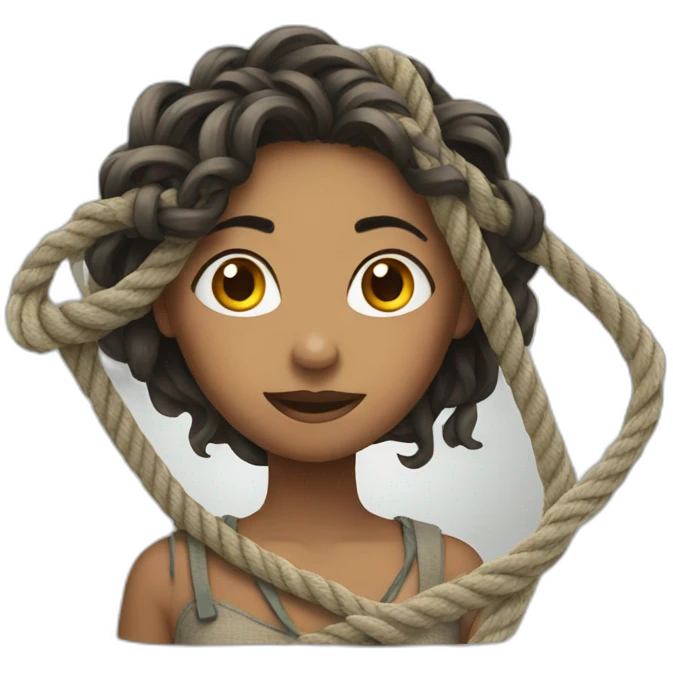 women tangled with rope emoji
