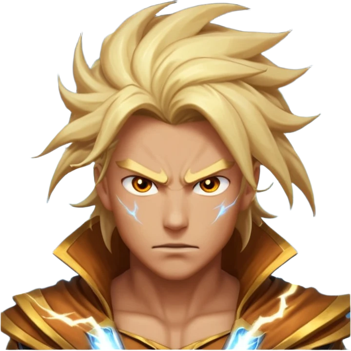 storm rider portrait, head and shoulders only, wind-swept hair, crackling lightning aura, storm clouds swirling behind, intense glowing eyes, epic fantasy vibe, 3D cartoon, mobile game icon style, clean background, no text, no watermark
 emoji