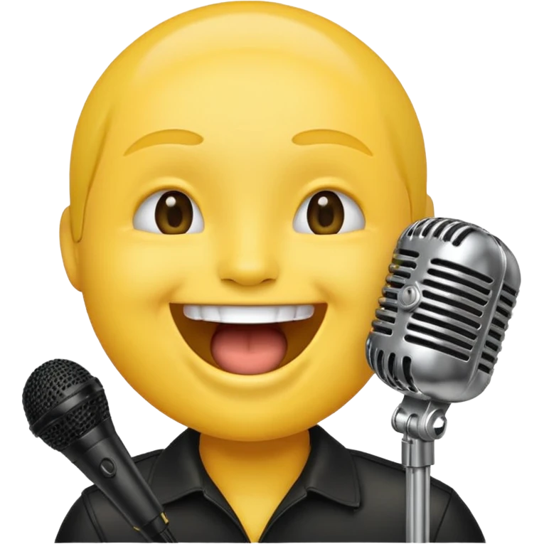 laughing face emoji next to a mic emoji