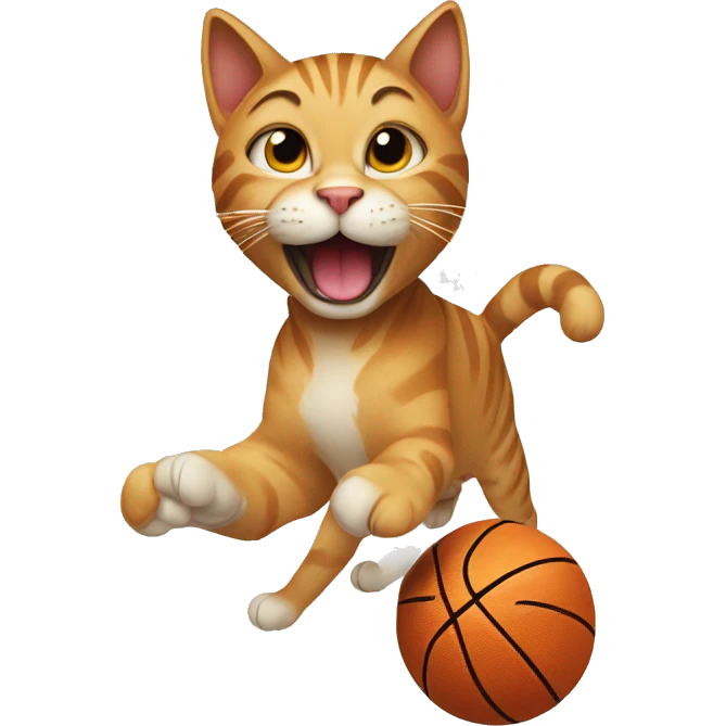 Cat is sking on a basketball  emoji