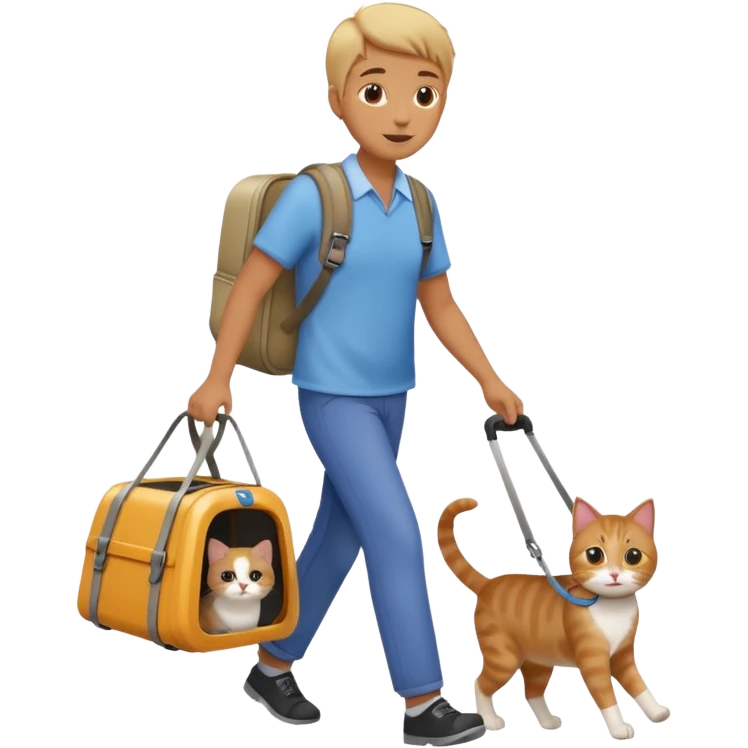 Walker with cat in carrier, Pet Walkers. emoji