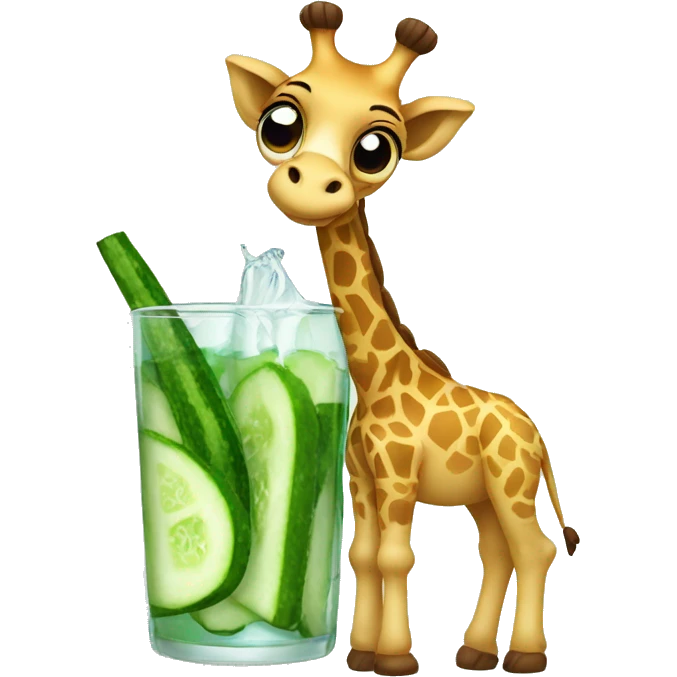 girrafe with a bow and a glass of cucumber water emoji