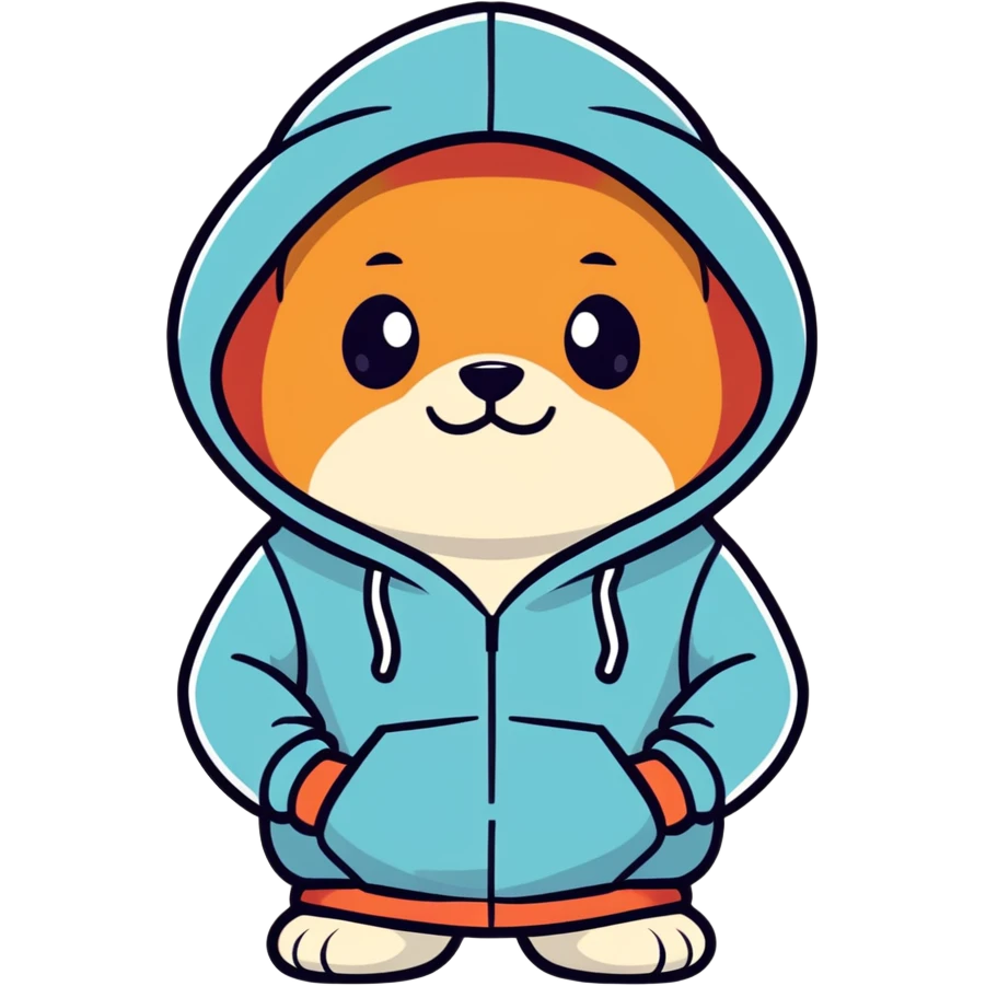 Yourkie wearing hoodie emoji