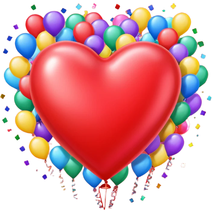 heart with K-pop stage confetti and balloons emoji