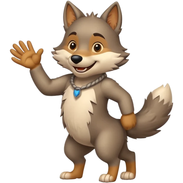Wolf cartoon shaking hand emoji