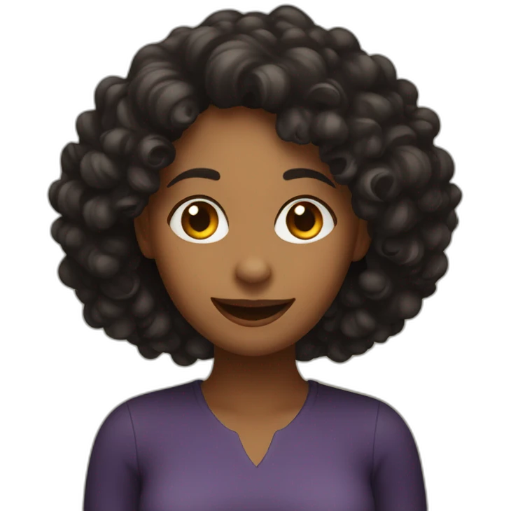 dark curly women talking happily emoji