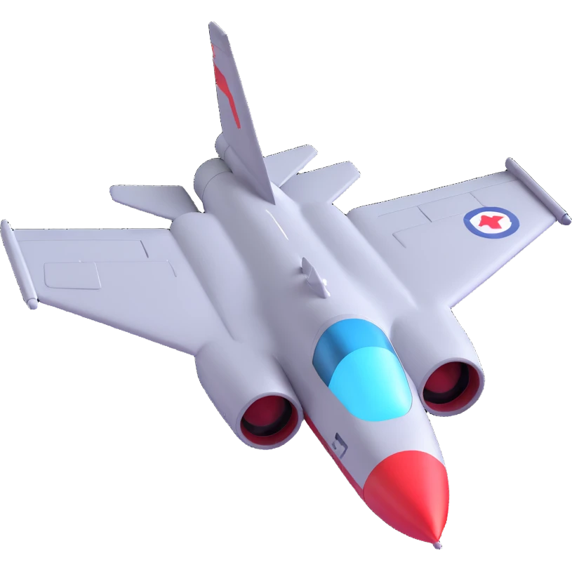 fighter jet viewed from above, 3D emoji style emoji