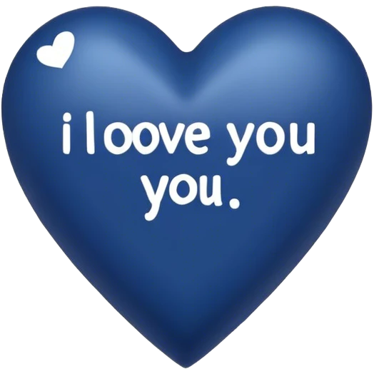 Dark blue heart with the words I Love You in the middle  emoji