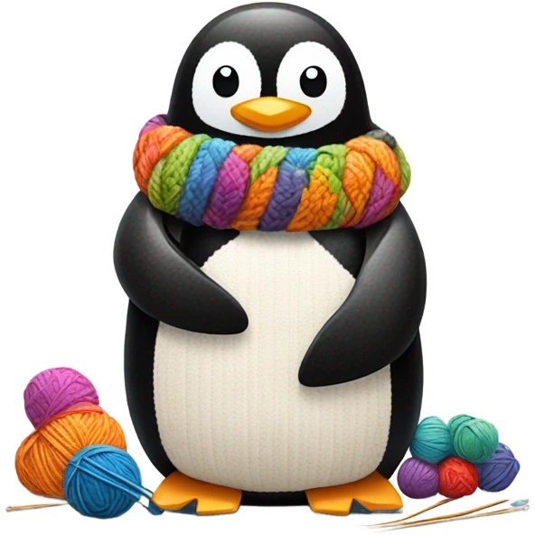 A Penguin knitting emoji