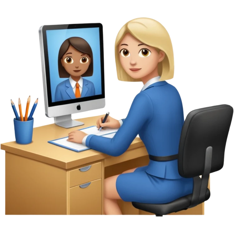 une image de 3/4 avec un recruteur à son bureau PAS DE FACE DE 3/4! qui regarde un candidat assis en face de lui. le recruteur est à droite emoji