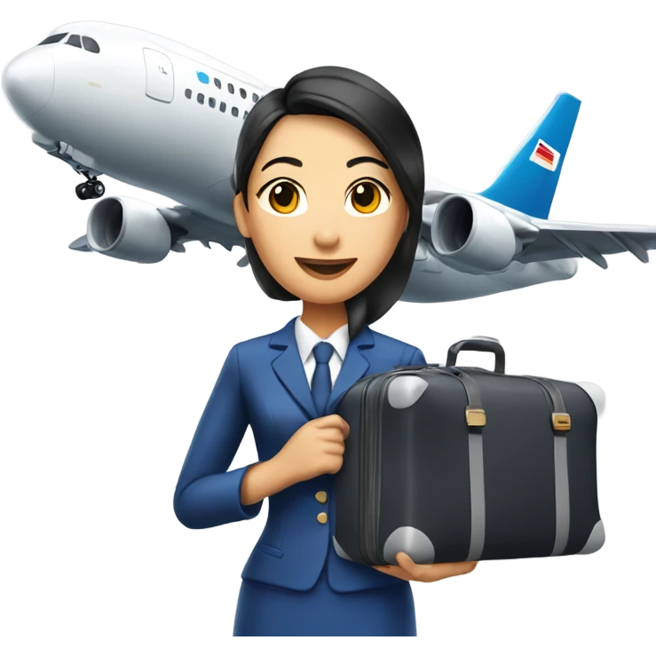 asian FLIGHT ATTENDANT WITH A LUGGAGE emoji