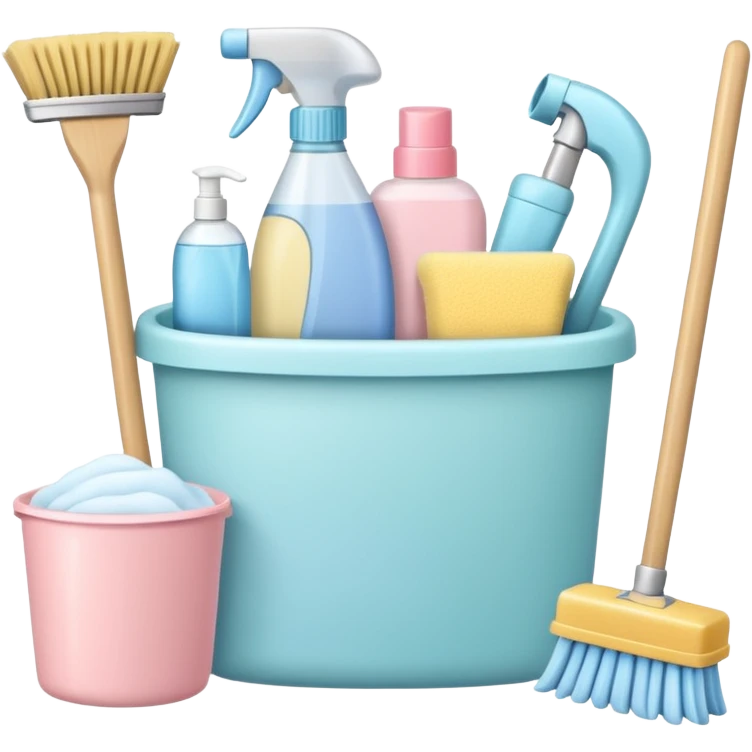 Realistic cleaning essentials with natural color emoji