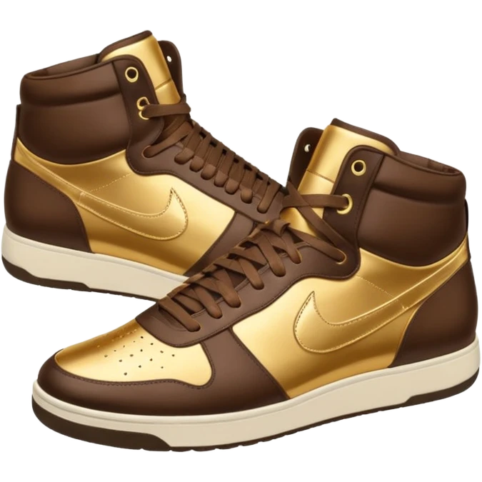 Metallic 24k gold and mocha brown womens stylish sneakers emoji