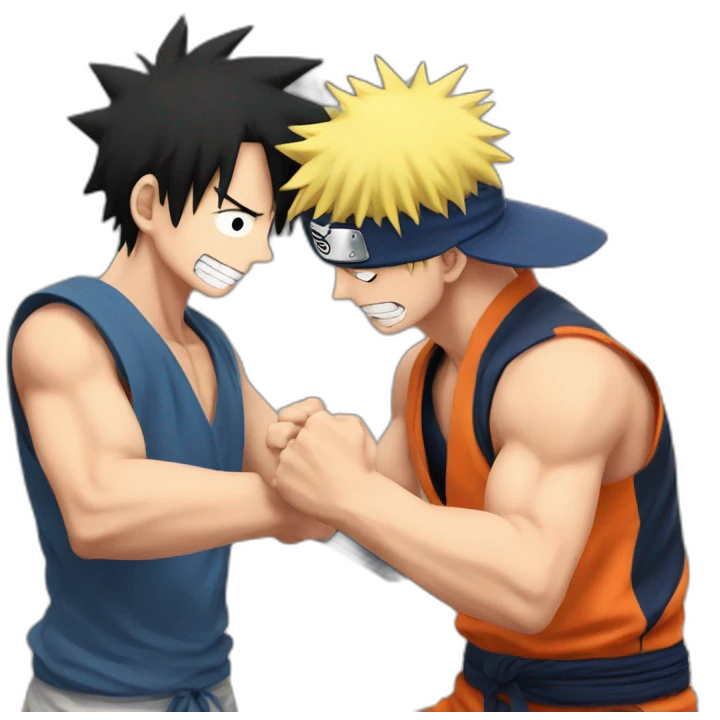 luffy and naruto armwrestling emoji